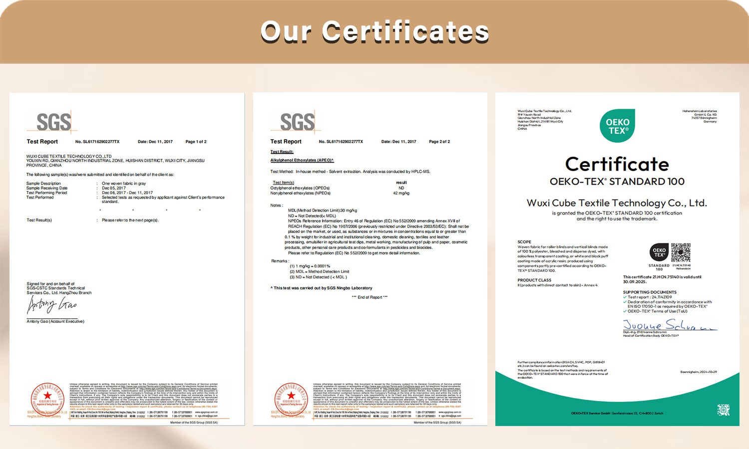 Our Certificates